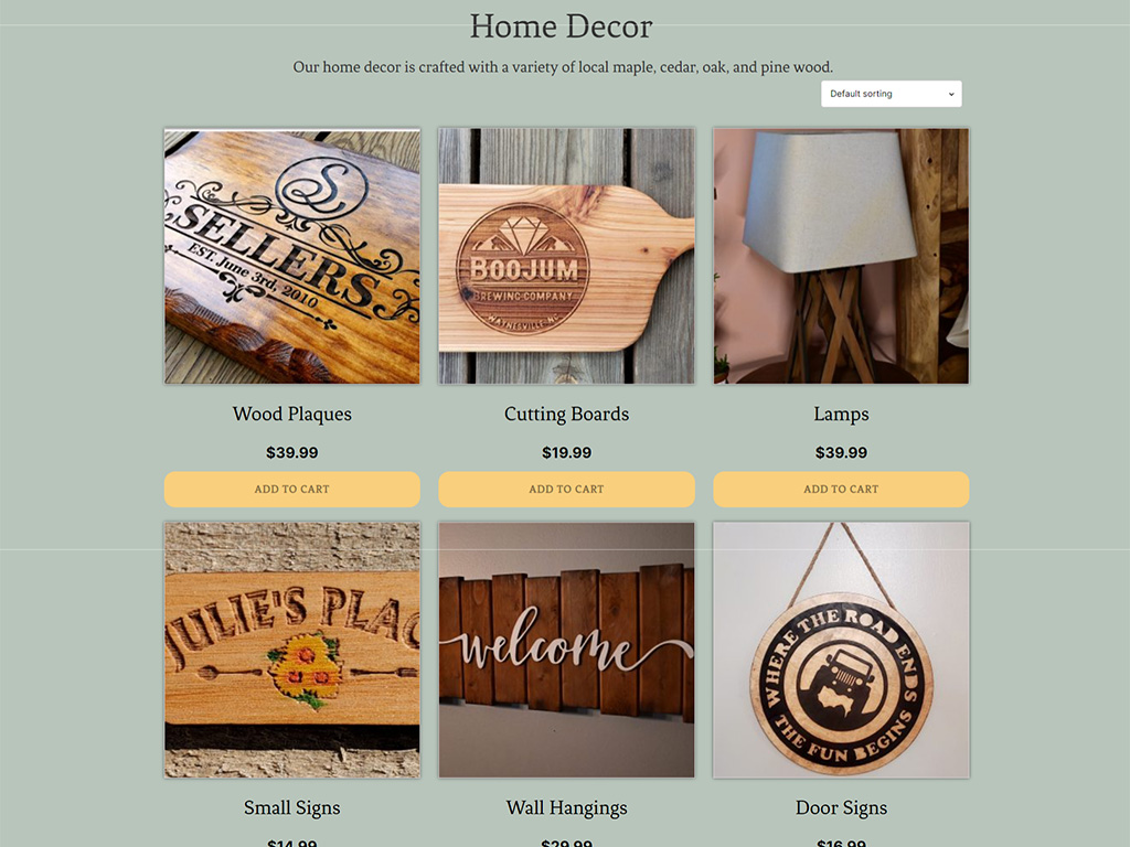 A list of products on the WCNC page