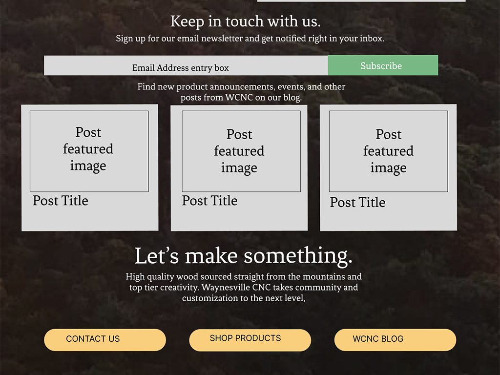 A layout design for a website